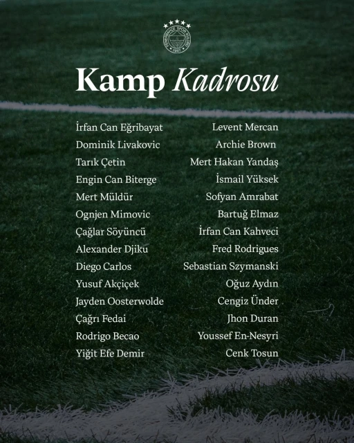 Fenerbahçe’nin Portekiz kampı kadrosu belli oldu
