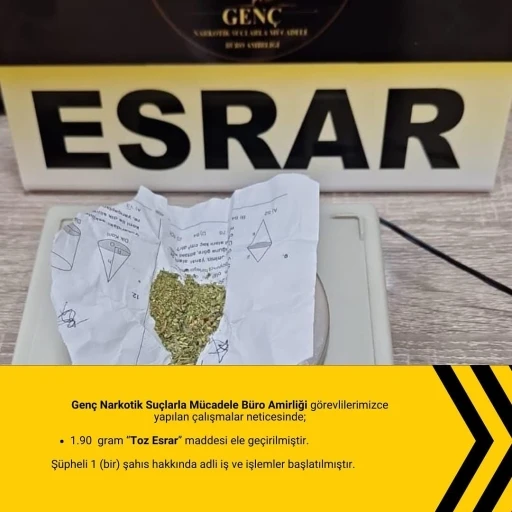 Genç’te uyuşturucu madde ele geçirildi
