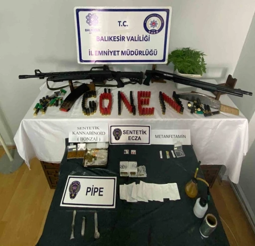 Gönen’de uyuşturucu ve silah operasyonu
