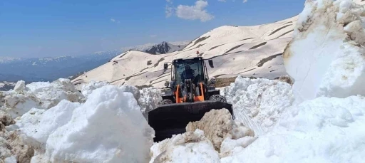 Hakkari&rsquo;de yaz g&uuml;n&uuml; karla m&uuml;cadele devam ediyor
