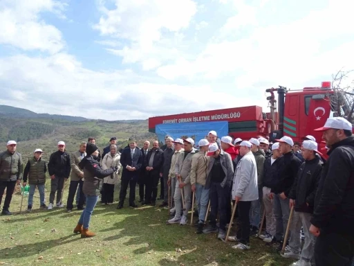Havran&rsquo;da &ouml;ğrenciler fidanları toprakla buluşturdu
