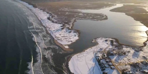 İğneada&rsquo;da kar sonrası oluşan eşsiz manzaralar havadan g&ouml;r&uuml;nt&uuml;lendi
