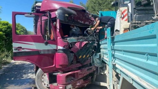 İki kamyon virajda &ccedil;arpıştı: 1 &ouml;l&uuml; 2 yaralı
