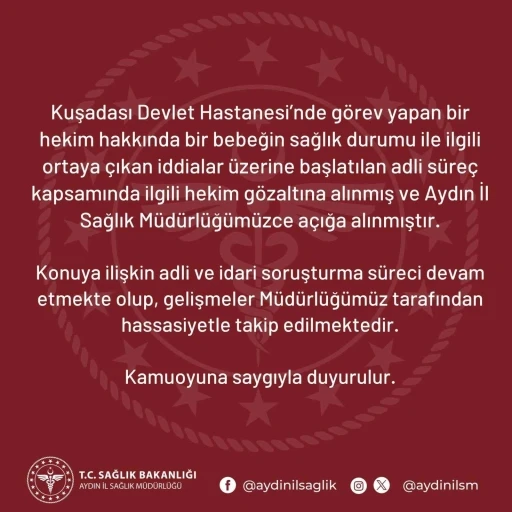 İl Sağlık Müdürlüğü’nden Kuşadası’ndaki bebek iddiasıyla ilgili açıklama
