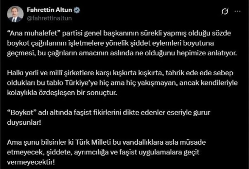 İletişim Başkanı Altun: &quot;‘Boykot’ adı altında faşist fikirlerini dikte edenler eseriyle gurur duysunlar&quot;
