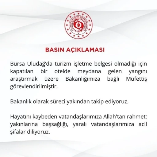İşletme belgesi olmadığı için kapatılan oteldeki yangınla ilgili müfettiş görevlendirildi
