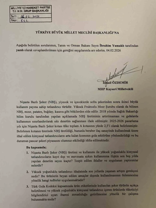 İsmail &Ouml;zdemir&rsquo;den şeker fabrikalarının sorunları hakkında soru &ouml;nergesi

