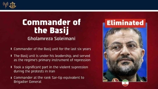 İsrail ordusu: "İran Devrim Muhafızları Besic G&uuml;c&uuml; Komutanı S&uuml;leymani &ouml;ld&uuml;r&uuml;ld&uuml;"
