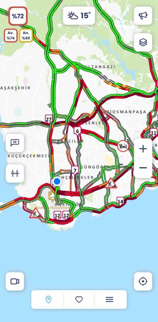 İstanbul’da bayramın 2’nci gününde trafik yoğunluğu yüzde 72’ye ulaştı
