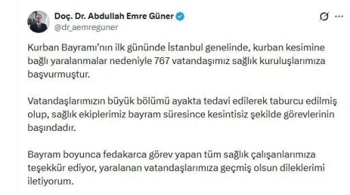 İstanbul&rsquo;da bayramın ilk g&uuml;n&uuml; 767 kişi kurban keserken yaralandı

