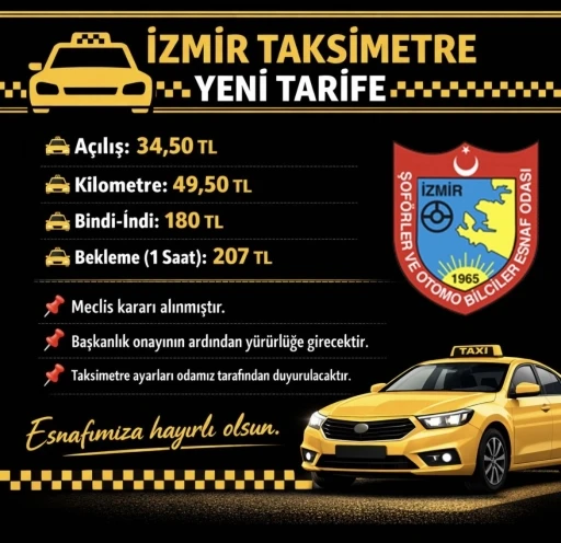 İzmir&rsquo;de taksilerin indi bindi &uuml;creti 180 lira oldu
