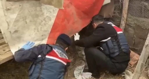 Jandarma, k&uuml;mese saklanan uyuşturucuyu ele ge&ccedil;irdi: 2 g&ouml;zaltı
