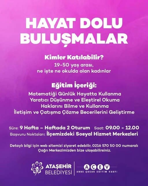 Kadınlara yönelik &quot;Hayat Dolu Buluşmalar&quot; başlıyor
