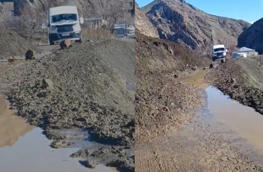 Kamışlı-Ge&ccedil;itli yolunda heyelan meydana geldi
