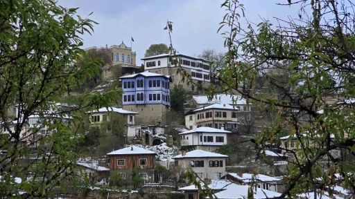 Kar altında kuş sesleriyle kendini gösteren tarihi evler mest ediyor
