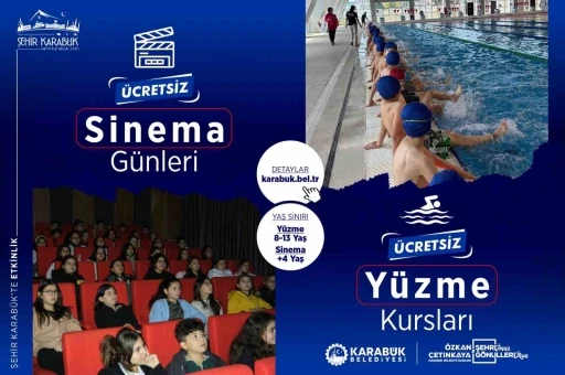 Karab&uuml;k&rsquo;te &ccedil;ocuklara &uuml;cretsiz y&uuml;zme ve sinema etkinlikleri s&uuml;r&uuml;yor
