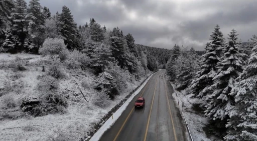 Karabük’te kar manzaraları dronla görüntülendi
