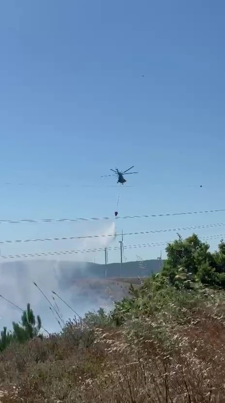 Karacabey&rsquo;de engebeli arazide yangın

