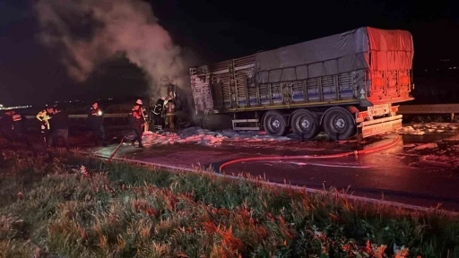 Karacabey&rsquo;de tır yangını: Bursa yolu trafiğe kapandı
