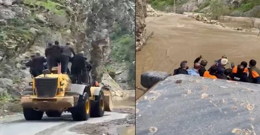 Kavaklı&rsquo;da dere taştı: İş&ccedil;iler kep&ccedil;eyle taşındı
