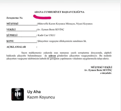 Kazım Koyuncu’nun mirasçısı Niyazi Koyuncu öğretmen hakkındaki telif şikayetini geri çekti
