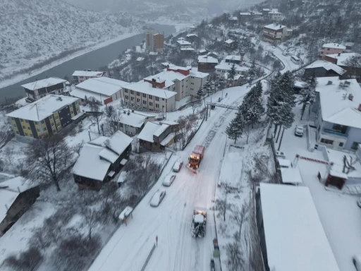 Kemaliye g&uuml;ne karla uyandı
