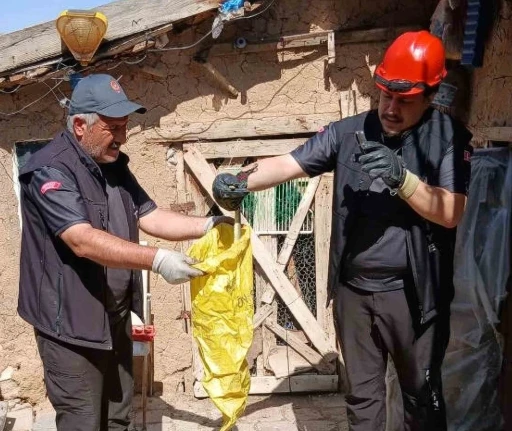 Kırıkkale&rsquo;de k&uuml;mese giren yılanı itfaiye &ccedil;ıkardı

