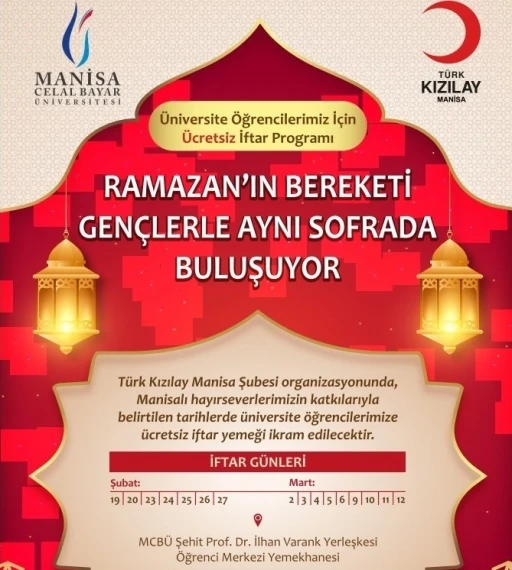 Kızılay&rsquo;dan &uuml;niversitelilere ramazan sofrası
