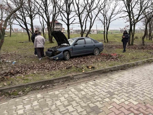 Kontrolden &ccedil;ıkan otomobil ağa&ccedil;lık alana daldı: 1 yaralı
