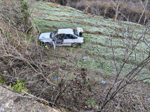 Kontrolden &ccedil;ıkan otomobil şarampole u&ccedil;tu: 3 yaralı
