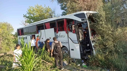 Konya’da yolcu otobüsü yoldan çıkarak ağaçlara çarptı: 7 yaralı
