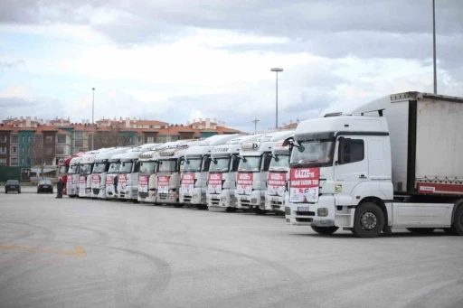 Konya&rsquo;dan Gazze&rsquo;ye 15 tır yardım yola &ccedil;ıktı
