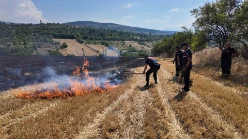 Korkutan anız yangını havadan ve karadan m&uuml;dahaleyle kontrol altına alındı
