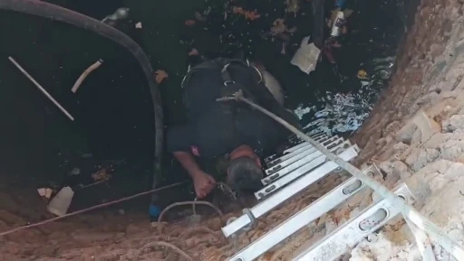 Kuyuya düşen keçiyi itfaiye kurtardı
