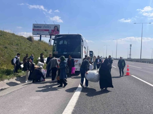 Kuzey Marmara Otoyolu’nda yolcu otobüsünde yangın
