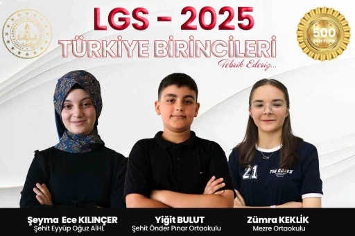 LGS’de Elazığ’dan 3 Türkiye birincisi
