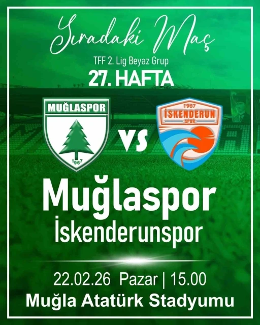LİDER MUĞLASPOR ZİRVEDEKİ YERİNİ KORUMAK İSTİYOR