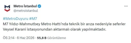 M7 Metro Hattı&rsquo;nda arıza: Vatandaşlar t&uuml;nelde y&uuml;r&uuml;d&uuml;

