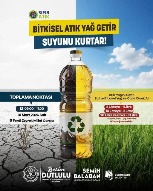 Manisa&rsquo;da &lsquo;atık yağını getir, suyunu kurtar&rsquo; kampanyası
