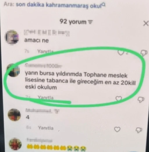 Maraş ve Urfa&rsquo;da okula yapılan saldırı sonrası Bursa&rsquo;da "Sıra bende" yazan ş&uuml;pheliye operasyon d&uuml;zenlendi

