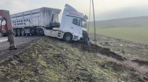 Mardin&rsquo;de kontrolden &ccedil;ıkan tır yol kenarına savruldu
