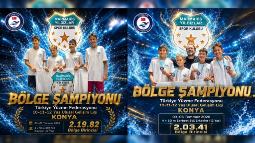 Marmaris yıldızları y&uuml;zme takımından Konya&rsquo;da tarihi başarı