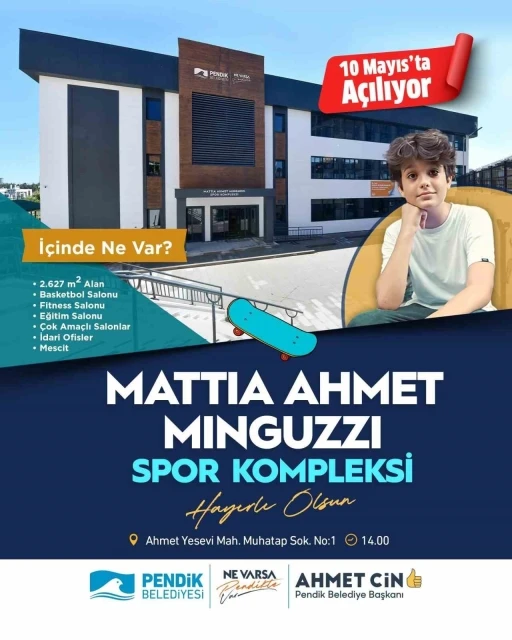 Mattia Ahmet Minguzzi’nin ismi Pendik’te yeni açılacak spor kompleksinde yaşayacak
