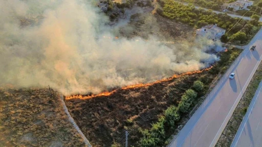 Mersin&rsquo;de &ccedil;ıkan yangın evlere ve ormana ulaşmadan s&ouml;nd&uuml;r&uuml;ld&uuml;
