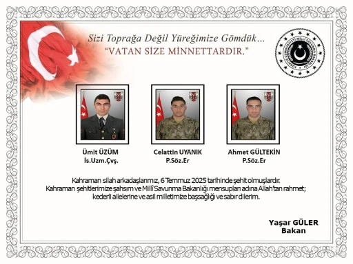Metan gazından etkilenen 3 asker daha şehit oldu
