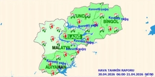 Meteoroloji 13. B&ouml;lge M&uuml;d&uuml;rl&uuml;ğ&uuml;nden, 4 ile kuvvetli yağış uyarısı
