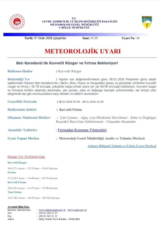 Meteoroloji&rsquo;den Batı Karadeniz&rsquo;e kuvvetli fırtına uyarısı
