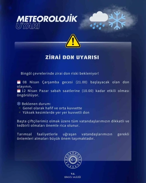 Meteoroloji&rsquo;den Bing&ouml;l i&ccedil;in zirai don uyarısı
