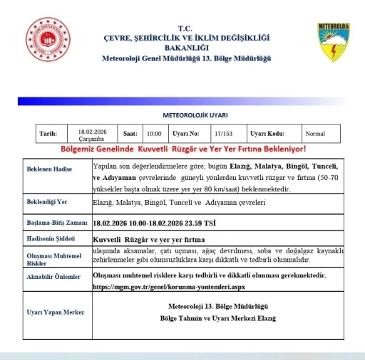 Meteorolojiden 5 il i&ccedil;in kuvvetli r&uuml;zgar ve fırtına uyarısı
