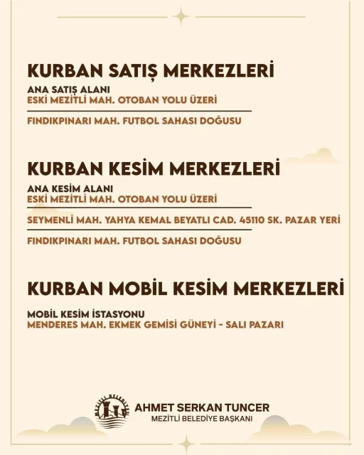 Mezitli&rsquo;de kurban kesim ve satış noktaları belirlendi

